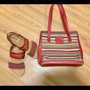 New  BoHo Born Red Leather BoHo Sandals & Bag 7M